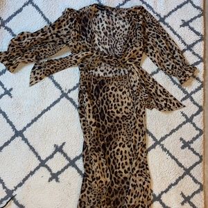 PrettyLittleThings leopard open long dress
